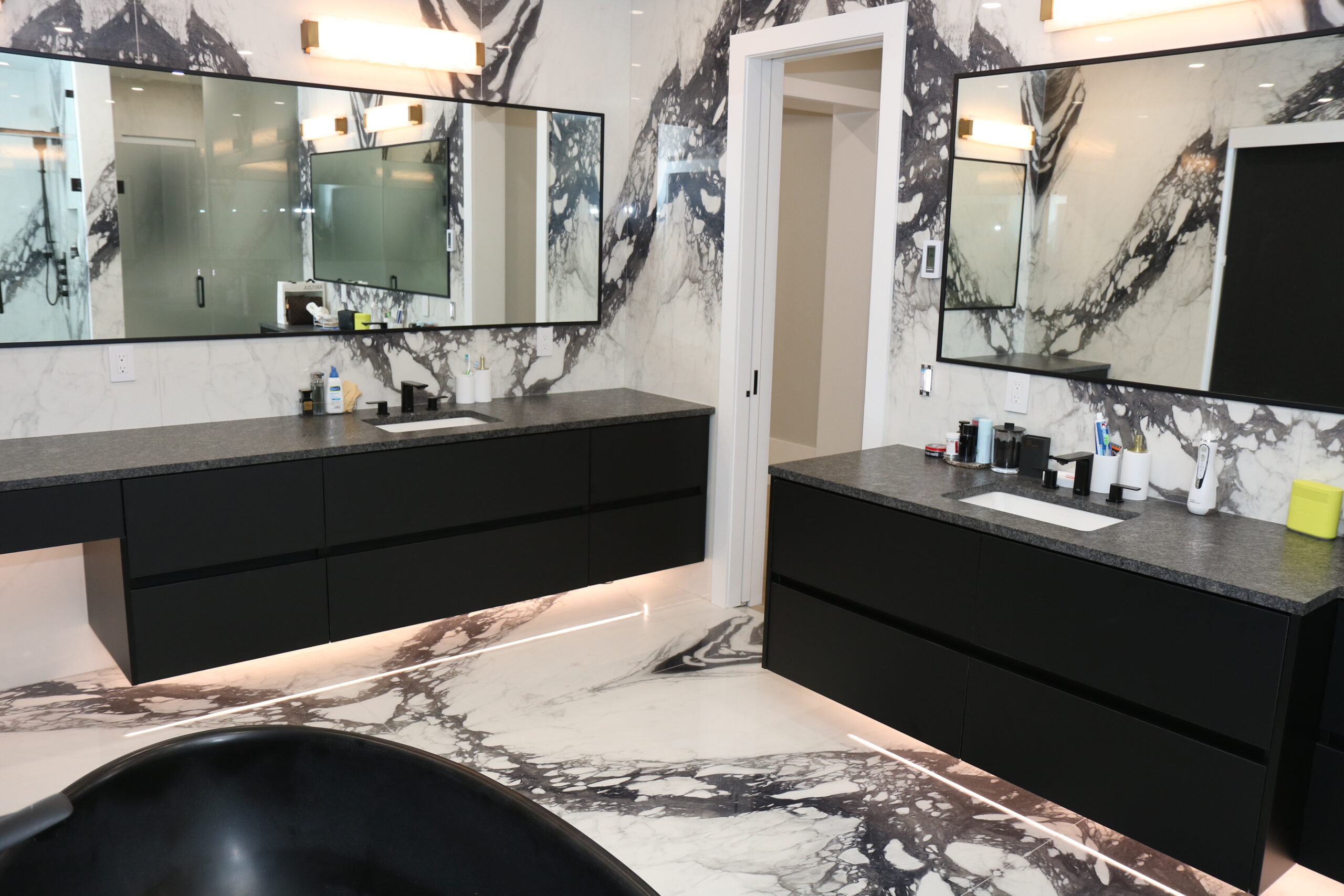Premium black granite countertop installation for modern bathroom design, Mississauga